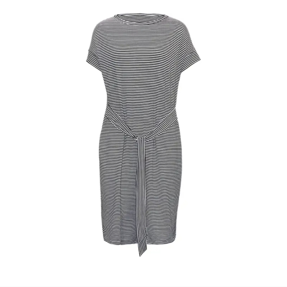 Women's Striped Tie Front Dress with pockets - Picture 2 of 4